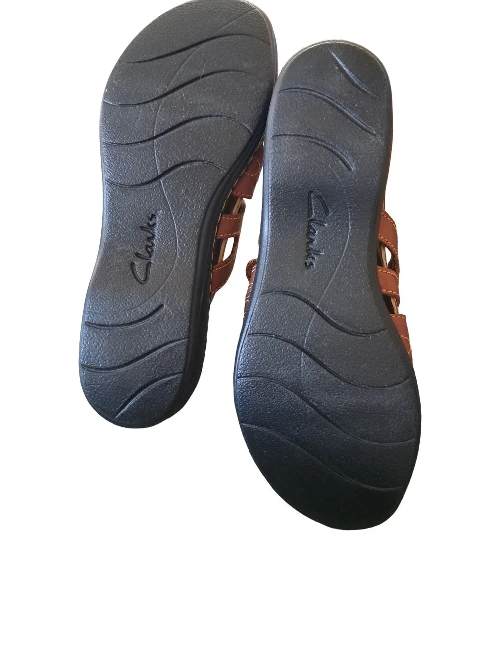 Clarks Leisa Cacti Q Leather Adjustable Slip Ons Sandals Size 9 M Brown Multi